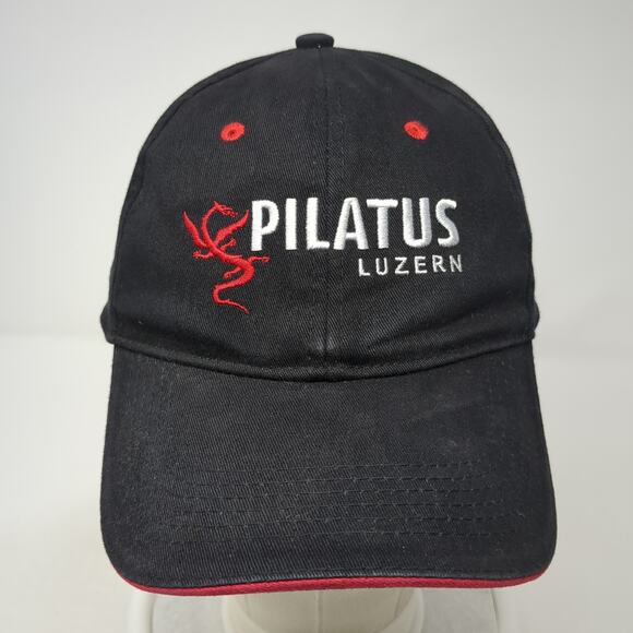 Pilatus Luzern Globus Slideback Baseball Cap Black One Size Adjustable 6 Panel - Picture 2 of 10